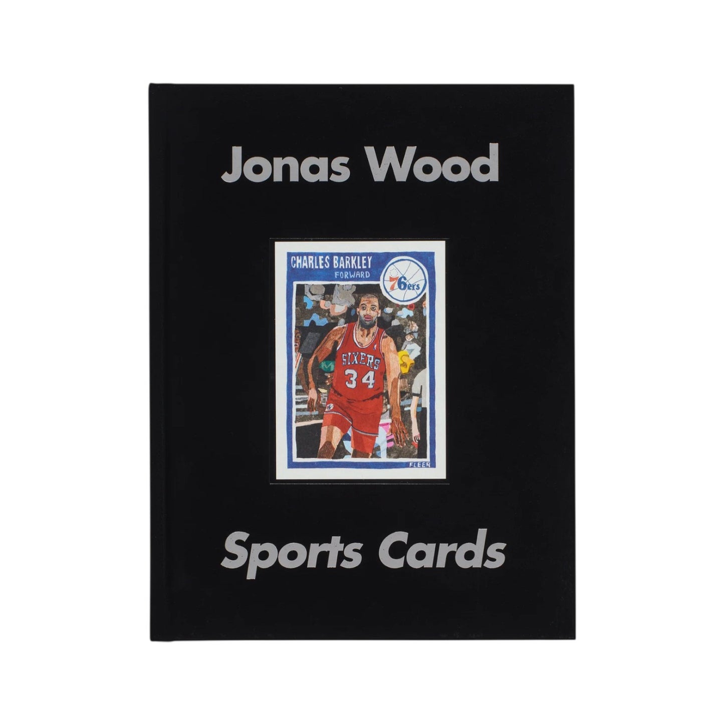 Black sports card album with a card of a basketball player on a white background