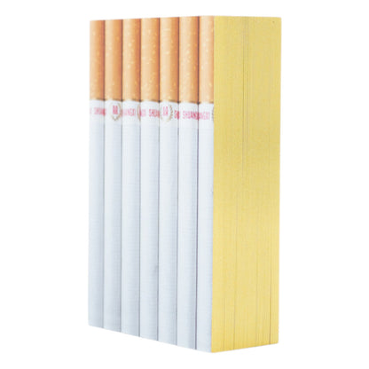 Pack of cigarettes with a yellow side panel on a white background